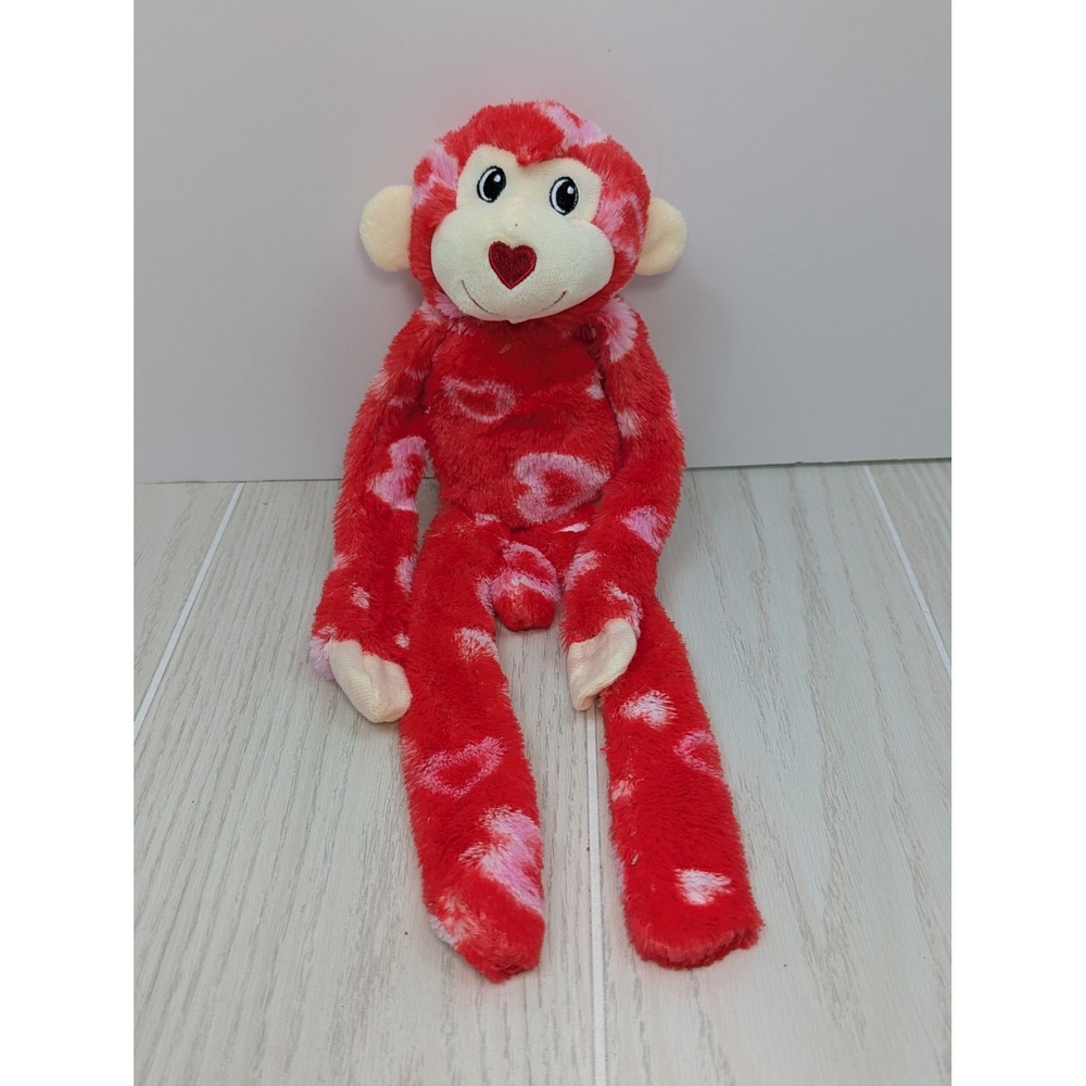 Midwood Brands Plush‎ Monkey Red Pink Heart Long Hanging Arms Fastening Hand